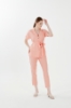 Picture of Woman Salmon V Neck Blouse Trousers Aerobin Suit