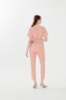 Picture of Woman Salmon V Neck Blouse Trousers Aerobin Suit