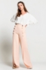 Picture of Woman Salmon High Waist Button Detailed Loose Trousers