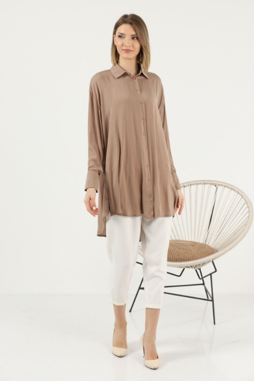 Picture of Woman Mink Long Maxi Sleeve Viscose Tunic