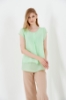 Kadın Yeşil Ay Kol Yuvarlak Yaka Şifon Bluz resmi