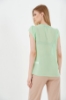 Kadın Yeşil Ay Kol Yuvarlak Yaka Şifon Bluz resmi