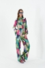 Picture of Woman Green Loose Cut Patterned Viscose Trousers