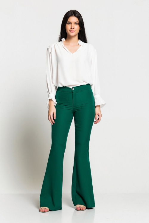 Picture of Woman Green Flare Trotter Trousers