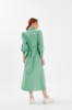 Kadın Yeşil Keten Kemerli Uzun Gömlek Elbise resmi