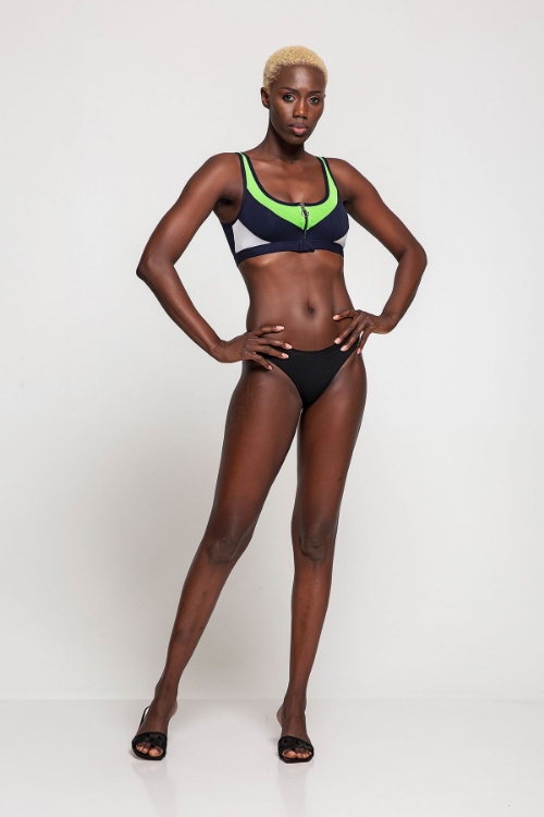 Kadın Yeşil Neon Fermuarlı Sporcu Büstiyer resmi