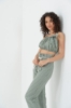 Picture of Woman Green SDR338 Plaid Crop Blouse Trousers Suit