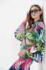 Picture of Woman Green Long Maxi Sleeve Printed Viscose Crop Blouse