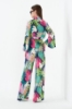 Picture of Woman Green Long Maxi Sleeve Printed Viscose Crop Blouse