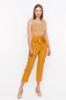 Picture of Woman Mustard Mustard Yellow Belt Detayli Side with pockets Trousers