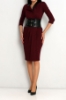 Picture of Woman Bordeux Maroon Double breasted Neck three quarter Trojan Sleeve Dress