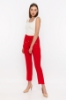 Picture of Woman Red front Pocket Detayli High Waist Trousers