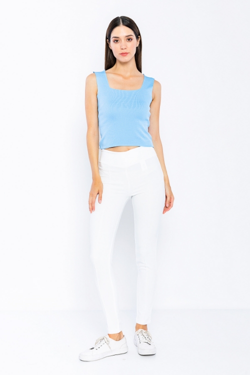 Picture of Woman White High Waist Zipped Skinny Trotter Trousers