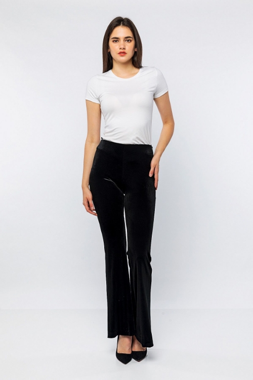 Picture of Woman Black Velvet Flare Trotter Trousers