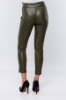 Picture of Woman Khaki Chain Detailed Leather Trousers