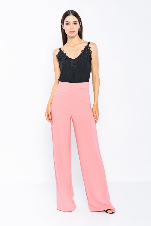Picture of Woman Powder High Waist palazzo Thin Trousers