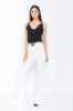 Picture of Woman White High Waist Tokalı Flare Trotter Trousers