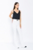 Picture of Woman White High Waist Tokalı Flare Trotter Trousers