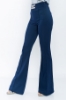Kadın Lacivert Yüksek Bel Tokalı İspanyol Paça Pantolon resmi