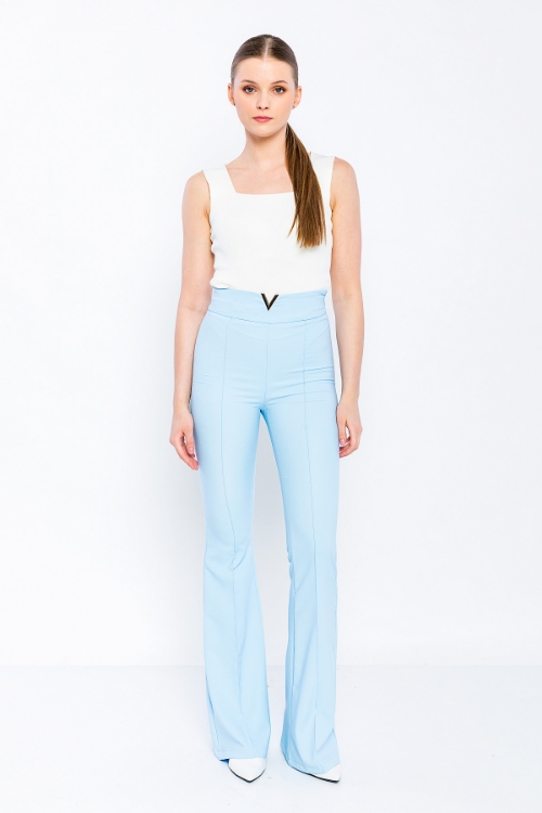 Picture of Woman Bebe Blue High Waist Accessory Flare Trotter Trousers