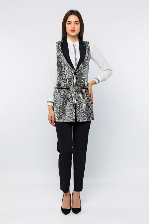 Picture of Woman Grey Python Pattern Classical Waistcoat