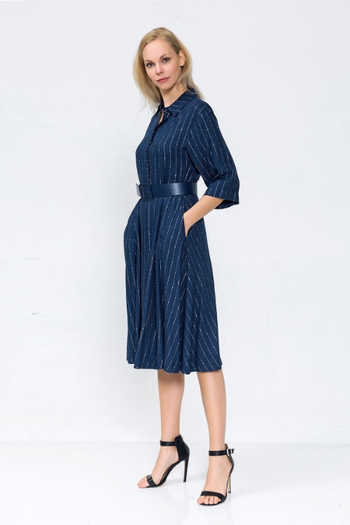 Picture of Woman Indigo Blue indigo Safari Belted Dress