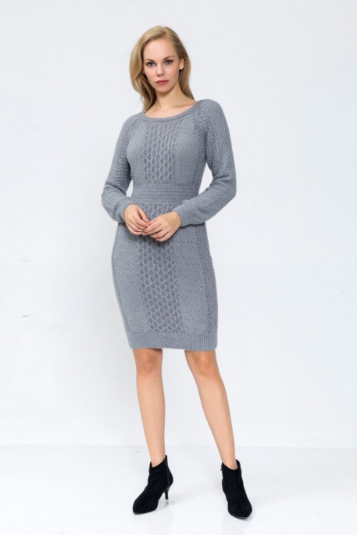 Picture of Woman Grey Silvery Knitwear Daily Dress