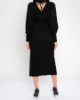Picture of Woman Black Backpack Detailed Midi Knitwear Dress