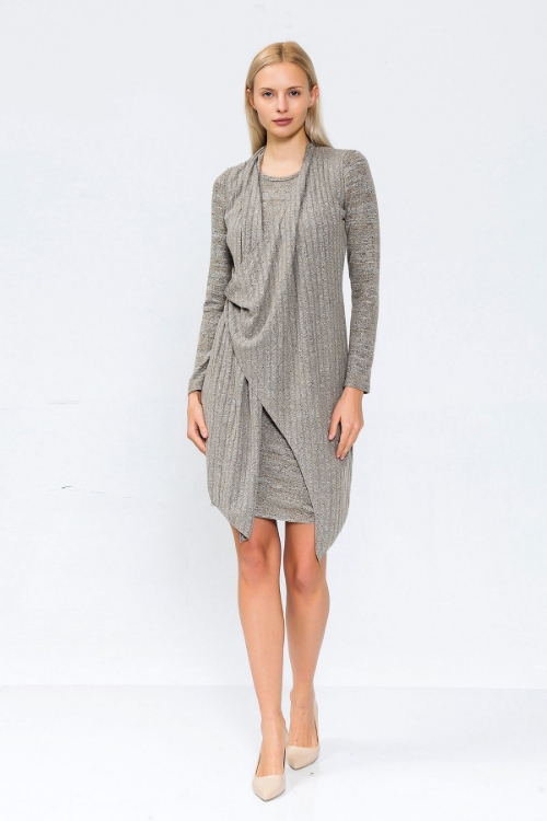 Picture of Woman Grey Design Knitwear Dress