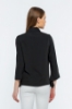 Picture of Woman Black Bag Pocket Buttoned three quarter Trojan Sleeve Blouse