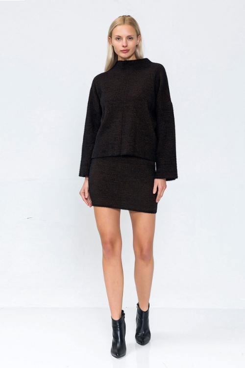 Picture of Woman Brown Knitwear Mini Skirt