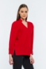 Picture of Woman Red V Neck Well Slit Blouse