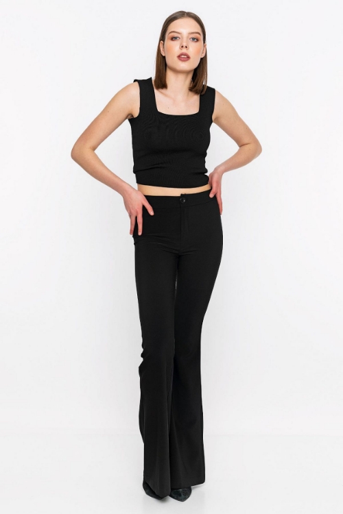 Picture of Woman Black High Waist Flare Trotter Trousers